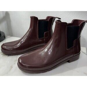 Hunter Rain Boots Women's Size 7 Maroon Burgandy Chelsea Short